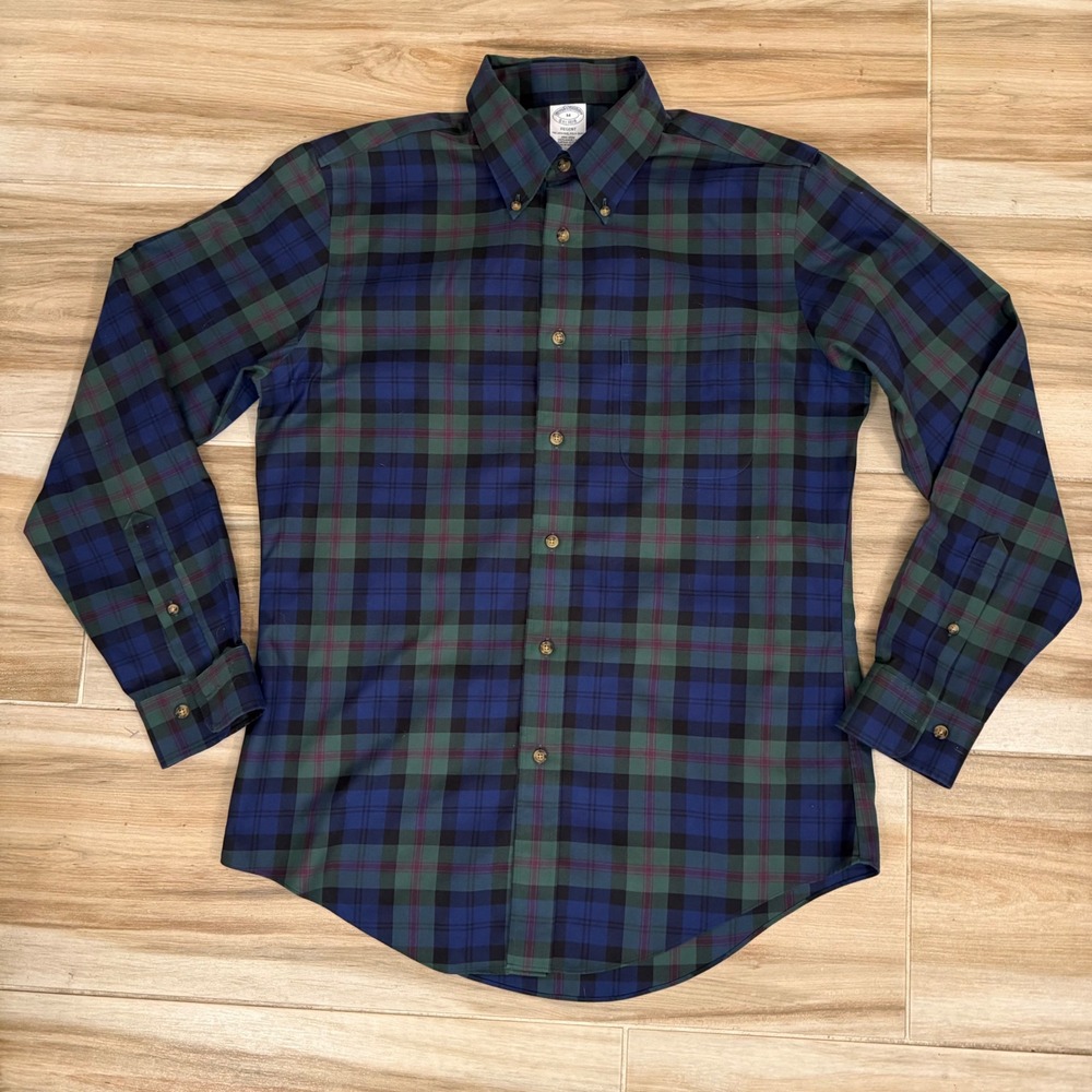 Brooks Brothers Regent Non-Iron Supima Cotton Plaid Shirt Mens M Black Watch